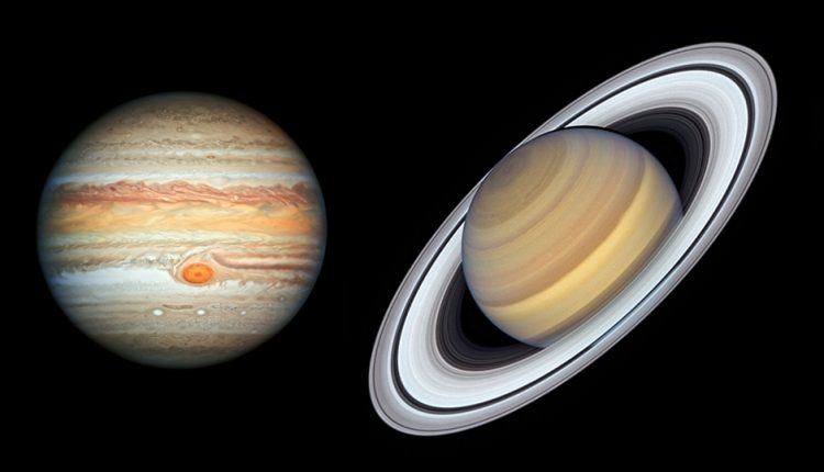 Jupiter and Saturn meet on the day of the winter solstice - December 21st - for a rare "great conjunction"

