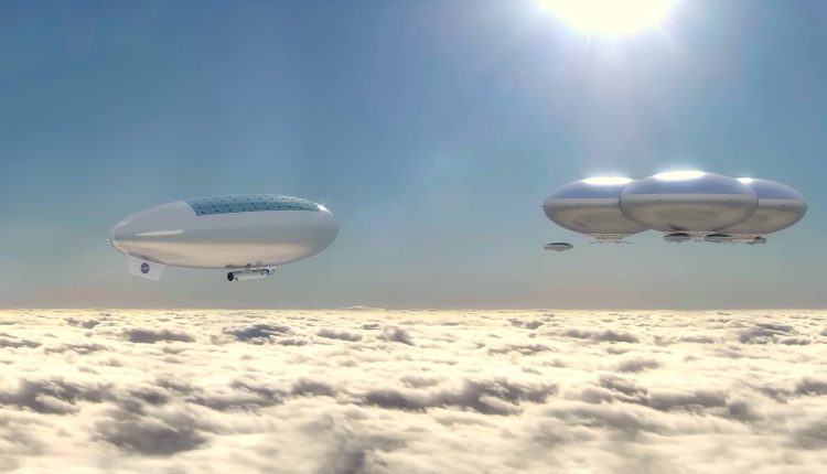 Illustration: Habitable airships in Venusian atmosphere