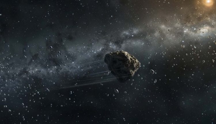 An artist's concept of a dark comet floating in space. Courtesy Nicole Smith.