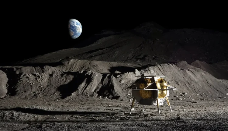 Artist's illustration of Astrobotic's Peregrine lander on the surface of the moon. (Image credit: Astrobotic)