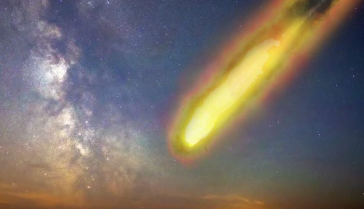 This illustration shows an asteroid streaking toward its impact with Earth 78 million years ago. Scientists have for the first time dated the appearance of microbial life in an impact crater. Image Credit: Henrik Drake/Linnaeus University