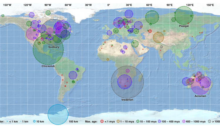 There have been a number of major asteroid impacts throughout history. This map impact structures on the Earth Impact Database as of November 2017. The new discovery by the Australian scientists will add another to this database.