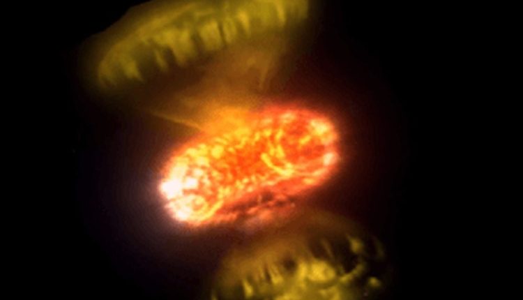 This artist's illustration shows some of the unexpected complexity in nova explosions. They occur when matter accumulates on the surface of a white dwarf and eventually triggers a sudden thermonuclear explosion. New direct images of the explosions proves that they're more complex than previously thought. Image Credit: Georgia State University