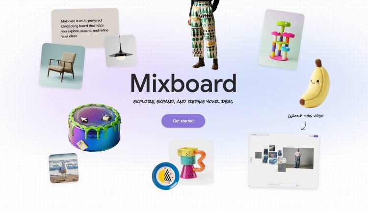 Google Mixboard homescreen.