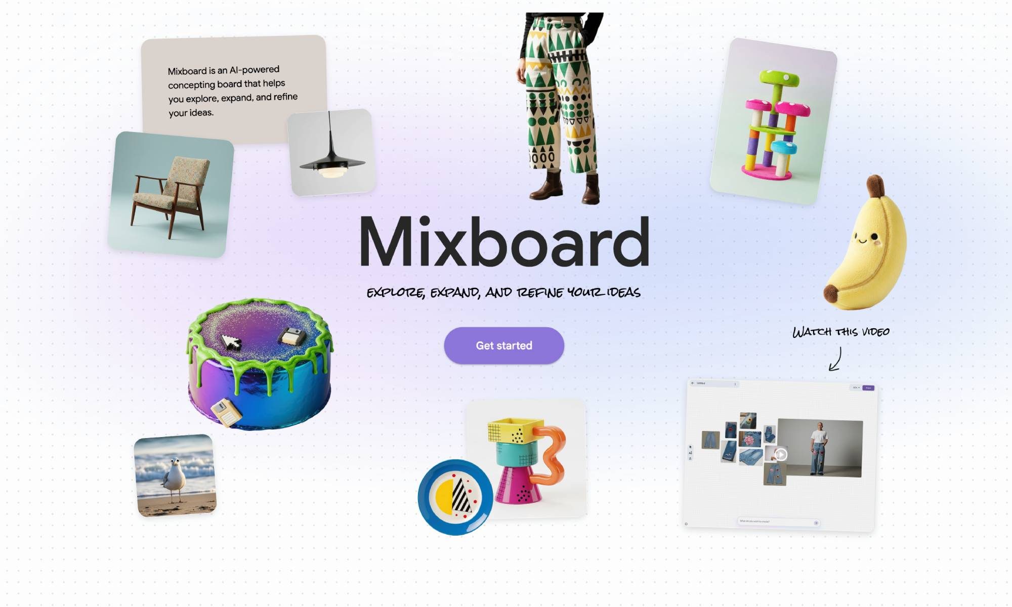 Google Mixboard homescreen.