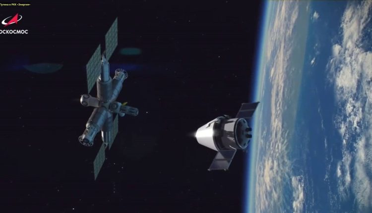 Next-generation spacecraft to replace the Soyuz spacecraft approached Russia Orbital station. Credit: RoscosmosTV (screengrab)/Inside Outer Space